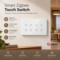 Panneau de commande tactile intelligent Zigbee 8 gangs avec contrôle lumineux séparé, fonctionnement via application, indicateur LED, installation standard dans boîtier mural