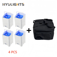 4 pièces 6x18W 6IN1 LED RGBWAUV Batterie sans fil DMX512 Télécommande WiFi Par Lumière avec un sac