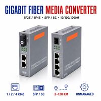 Convertisseur de média fibre optique Gigabit 1F2E 1F4E Multiport SFP 10/100/1000M Commutateur fibre optique non géré SC RJ45