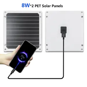 2024 new LONGI HPBC solar cells portable 8W6V mini flexible solar panel with usb charging for outdoor mobile devices