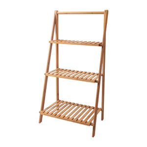 Floor-standing bamboo and wood folding <b>flower</b> stand, multi-layer and three-layer wooden <b>flower</b> stand, floor-standing bamboo - Product Image 2