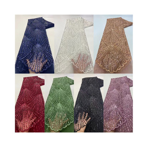 Vải Ren Kim Sa Chất Lượng Cao K1045 Vải Ren Vải Tuyn Thêu Hoa Sò Điệp Đính Cườm Vải Đầm Dự Tiệc Đám Cưới - Product Image 1