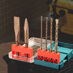 6Pcs Carbide Tip Rotary Hammer Drill Bits and <strong>Chisels</strong> Set for Concrete <strong>Masonry</strong> Stone Brick DIY <strong>SDS</strong>-Plus Drill Bit and <strong>Chisel</strong> - Product Image 2