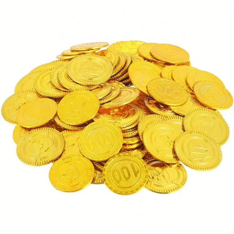 Промоакция, недорогая пластиковая монета золотого цвета разных видов на заказ