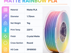 Ningmei Technology Matte PLA Filament 1.75mm 1kg <b>Rainbow</b> Matte Crystal Moulding 220C 3D Printer Filament for Bambu <b>Lab</b> - Product Image 4