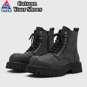 Bottes mi-mollet pour homme, design tendance 2026, automne, bout épais, semelle épaisse, hauteur accrue, bottes courtes tendance avec fermeture éclair - Product Image 1