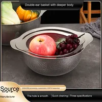 Panier de cuisine à trous denses en acier inoxydable pour le lavage du riz Panier à légumes Passoire étanche