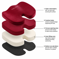 Coussin de siège en mousse à mémoire de forme orthopédique pour le coccyx et la sciatique, soulagement des douleurs au dos et au coccyx, pour chaise et voiture