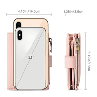 Dompet Koin Pendek Custom dengan Resleting untuk Wanita, Anti RFID, Lapisan PVC, Kulit PU, Lipat Dua, Tempat Kartu Kredit, Jendela ID
