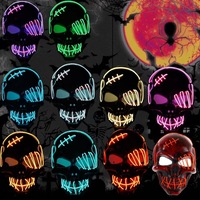 T1182 Masque Lumineux Terreur Fantôme Visage Halloween Ball Props Squelette One eyed Pirate LED Masque