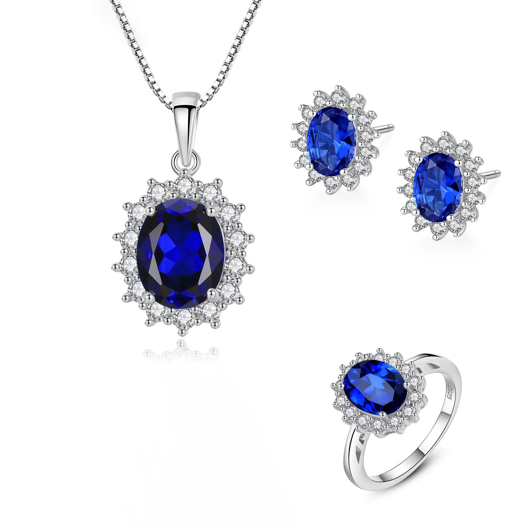 Hot Sale 925 Sterling Silver Luxury Shiny Colorful Jewelry Set