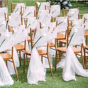 European wholesale cheap organza custom chiffon chair covers wedding chair sashes