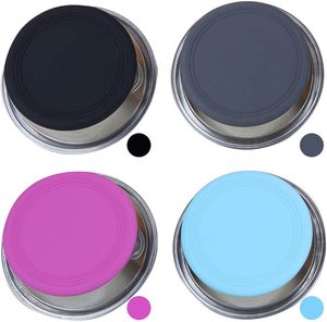 Mangkuk anjing berat baja tahan karat antiselip 450ml Logo kustom dengan alas karet hidangan minum makanan hewan peliharaan - Product Image 2