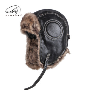 PU peluş Ushanka kış bombacı şapka erkekler için Faux kürk <span class=keywords><strong>Pilot</strong></span> Aviator bombacı şapka kulak kapakları ile sovyet Trooper Trapper şapka kayak kap - Product Image 2