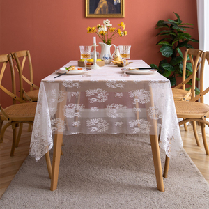 <span class=keywords><strong>Mantel</strong></span> Rectangular de Nailon <span class=keywords><strong>con</strong></span> Diseño Geométrico de Encaje Blanco Estilo Campestre Francés, <span class=keywords><strong>con</strong></span> Recortes de Pestañas, para Mesa de Café, Boda - Product Image 2