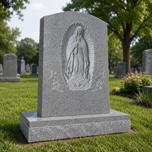Lápida de Granito con Tallado de la Virgen María, Monumento Funerario de Estilo Tradicional Europeo - Product Image 4