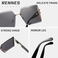 Lunettes de soleil unisexes de haute qualité Rennes, sans monture, dégradées, carrées, pour l'extérieur, protection UV400, TyjR90030, tendance street style, très prisées