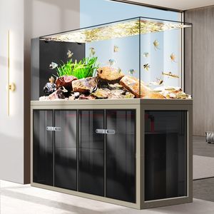 Acquario in Vetro Ultra Trasparente Senza Cornice Verticale Panoramico Rettangolare Grande Nuovo Stile Ecologico per Soggiorno - Product Image 4