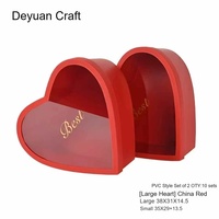 Boîte à bonbons en PVC transparent en forme de cœur, grande 38x31x14.5cm, petite 35x29x13.5cm, rouge, portable, légère, boîte d'emballage cadeau