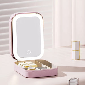Boîte de rangement pour maquillage avec miroir LED, sac de voyage portable tendance, étui simple pour femmes, vente en gros - Product Image 2