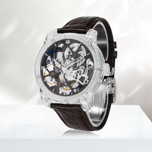 Montre mécanique squelette haut de gamme avec boîtier entièrement en cristal de saphir, mouvement Hangzhou, bracelet en fluororubber, étanche 3ATM - Product Image 5