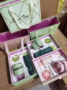 Premium Custom Logo Personalization Silk Screen Printing Electronic Gift Set Gift Box Fan Umbrella Plastic <b>Cup</b> Wedding Gifts - Product Image 3