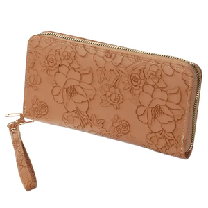 Cartera portátil para mujer con cremallera de flores, cartera corta de cuero repujado para mujer, gran capacidad, múltiples compartimentos - Product Image 2