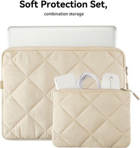 Funda para portátil hinchada de 13 pulgadas y 14 pulgadas, funda de transporte acolchada para portátil para <span class=keywords><strong>mujer</strong></span>, funda para <span class=keywords><strong>ordenador</strong></span> con bolsa de accesorios - Product Image 2