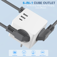 Prise multiple intelligente EU avec chargeur rapide PD25W, 3 ports USB, protection contre les surtensions en cuivre 16A, prise murale intelligente