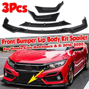 3Pcs <b>Car</b> Front Bumper Splitter Lip <b>Diffuser</b> Body Kit Spoiler Protector Cover Guard <b>for</b> Honda <b>for</b> Civic Hatchback & Si 2016-2020 - Product Image 1
