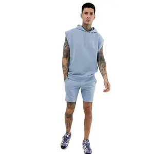 Conjunto de shorts de moletom para homens, camiseta de verão e conjunto curto de moletom para jogging, novidade em vendas