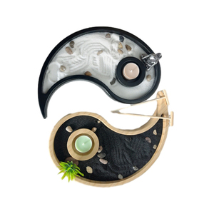 Kit de jardin <span class=keywords><strong>zen</strong></span> en bambou en forme de YIN YANG, arbre de Bouddha artificiel, râteaux, bougies et accessoires, jardin <span class=keywords><strong>zen</strong></span> chinois pour la relaxation sur le bureau - Product Image 5