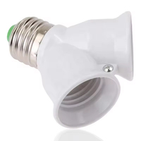Adaptateur de lumière E27 double avec support de lampe en plastique à vis, séparateur de lumière de 1 à 2 E27, lot de 2