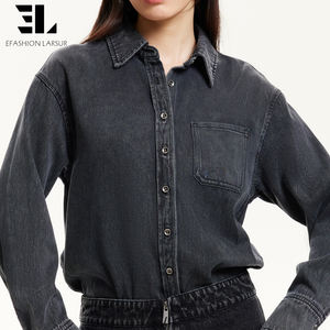 Robes en jean longues à manches longues en lyocell doux et écologique pour femmes, fabriquées sur mesure par LARSUR, avec un lavage délavé - Product Image 5