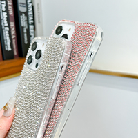 Glitzer-Kristall-Handyhülle für 15 16 17 Pro Max Stoßfeste Wasserdichte Acryl-Abdeckung mit Diamantmuster und Quastendesign
