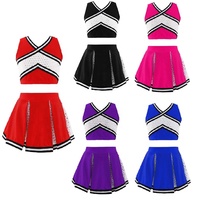 4-14 Uniformes de pom-pom girl pour enfants Ensemble de vêtements de compétition de danse noirs Top sans manches avec jupe à taille élastique
