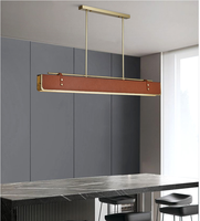 Lampe de table chinoise moderne, luminaire suspendu en cuir minimaliste et élégant, longue bande de plafonnier