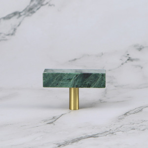 Modern Nordic Minimalist Marble and <b>Brass</b> T-Shaped Cabinet Drawer <b>Knob</b> and Handle Set-Durable Easy Installation - Product Image 6