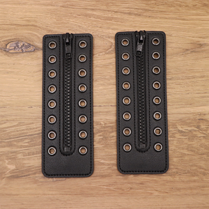 Cache-langue <span class=keywords><strong>de</strong></span> botte zippé en cuir PU vintage à 8 trous, inserts <span class=keywords><strong>de</strong></span> <span class=keywords><strong>fermeture</strong></span> éclair élégants pour bottes à lacets, accessoire <span class=keywords><strong>de</strong></span> chaussure résistant à l'usure - Product Image 4