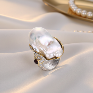 Anelli con <span class=keywords><strong>Granato</strong></span> e Perla d'Acqua Dolce in Argento Sterling 925, Gioielli di Moda a Prezzi all'Ingrosso, <span class=keywords><strong>Anello</strong></span> in Argento con Pietra Preziosa per Donna - Product Image 4