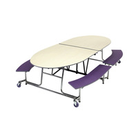 Table de cantine scolaire pliante, banc ovale de 121 pouces, table de cafétéria