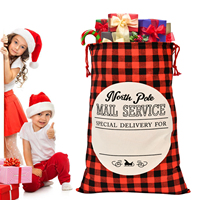 Sac de Noël en toile de grande taille, blanc, noir ou rouge à carreaux noirs, design élégant et artificiel pour Noël, vente en gros