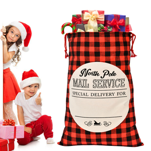 Bolsa de Regalo Navideña al por Mayor, Bolsa de Lona Grande con Diseño Navideño, Blanca, <span class=keywords><strong>Negra</strong></span> o Roja a Cuadros Negros, Elegante y Artificial - Product Image 3