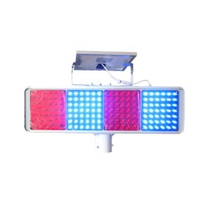 LED Solar Flashing Warning Light Red Blue Dual Side Pole Mount IP65 Aluminum Frame PC Material Traffic Safety Lamp - Product Image 1