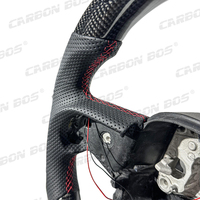 Volant sport en cuir perforé en fibre de carbone noir de style basique avec LED, adapté aux Dodge SRT Challenger Hellcat Durango