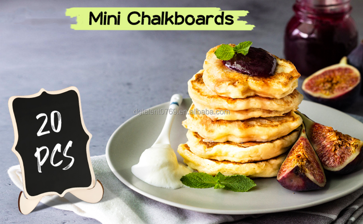 Mini Cartelli Lavagna In Legno - 20 Pezzi Bifacciali - Per Buffet, Matrimoni, Compleanni - Etichette Alimentari E Segnaposti - Foto 7