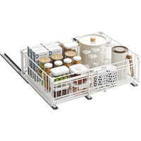 Organisateur d'épices sous l'évier de cuisine, tiroir extensible, étagères coulissantes silencieuses, sans perçage, organisateur de placard coulissant, étagère de rangement