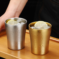 Tasse conique en acier inoxydable, gobelet ergonomique à double paroi isolé en acier inoxydable 304, tasse à café en métal, mug à bière pour bar et restaurant. Accueil