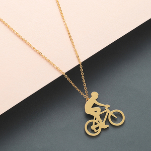 Bicicletta equitazione ciclismo uomo collana figura Bike Rider collana gioielli sportivi regalo collana a catena in acciaio inossidabile maschile - Product Image 3