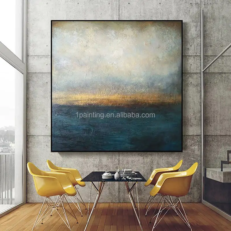100% Handmade Home Decor Modern Abstract Texture Light Luxury Blue Landscaped Large handmade oil paintings wall art abstract